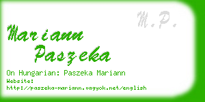 mariann paszeka business card